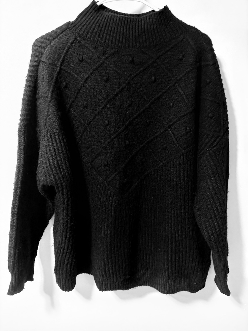 Calvin Klein Black Turtleneck Textured Knit Sweater